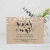 Rustic String Lights Rehearsal Dinner Invites Kaart (Staand voorkant)
