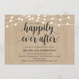 Rustic String Lights Rehearsal Dinner Invites Kaart