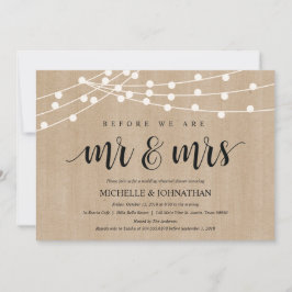 Rustic String Lights Rehearsal Dinner Invites Kaart