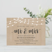 Rustic String Lights Rehearsal Dinner Invites Kaart (Staand voorkant)