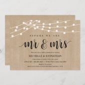 Rustic String Lights Rehearsal Dinner Invites Kaart (Voorkant / Achterkant)