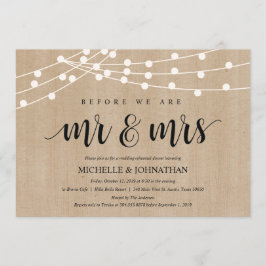 Rustic String Lights Rehearsal Dinner Invites Kaart