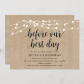 Rustic String Lights Rehearsal Dinner Invites Kaart (Voorkant / Achterkant)