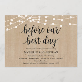 Rustic String Lights Rehearsal Dinner Invites Kaart