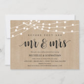 Rustic String Lights Rehearsal Dinner Invites Kaart (Voorkant)