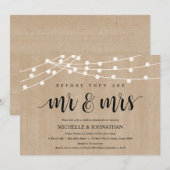 Rustic String Lights Rehearsal Dinner Invites Kaart (Voorkant / Achterkant)