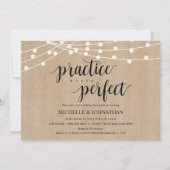 Rustic String Lights Rehearsal Dinner Invites Kaart (Voorkant)