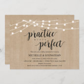 Rustic String Lights Rehearsal Dinner Invites Kaart (Voorkant / Achterkant)