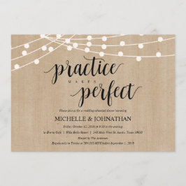 Rustic String Lights Rehearsal Dinner Invites Kaart