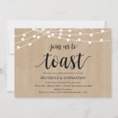 Rustic String Lights Rehearsal Dinner Invites Kaart (Voorkant)