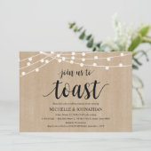 Rustic String Lights Rehearsal Dinner Invites Kaart (Staand voorkant)