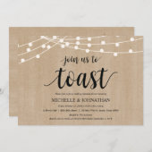 Rustic String Lights Rehearsal Dinner Invites Kaart (Voorkant / Achterkant)