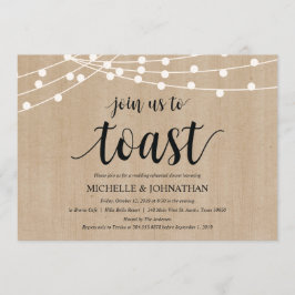 Rustic String Lights Rehearsal Dinner Invites Kaart