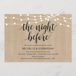 Rustic String Lights Rehearsal Dinner Invites Kaart