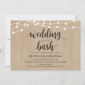 Rustic String Lights Rehearsal Dinner Invites Kaart (Voorkant)