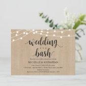Rustic String Lights Rehearsal Dinner Invites Kaart (Staand voorkant)