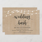 Rustic String Lights Rehearsal Dinner Invites Kaart (Voorkant / Achterkant)