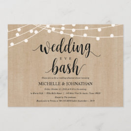 Rustic String Lights Rehearsal Dinner Invites Kaart