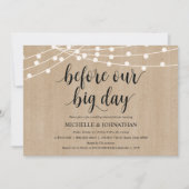 Rustic String Lights Rehearsal Dinner Invites Kaart (Voorkant)