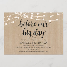 Rustic String Lights Rehearsal Dinner Invites Kaart
