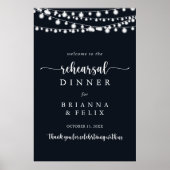 Rustic String Lights Rehearsal Dinner Welcome Sign Poster (Voorkant)