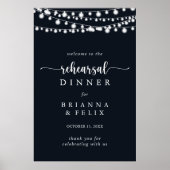 Rustic String Lights Rehearsal Dinner Welcome Sign Poster (Voorkant)