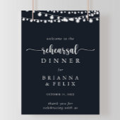Rustic String Lights Rehearsal Dinner Welcome Sign Poster
