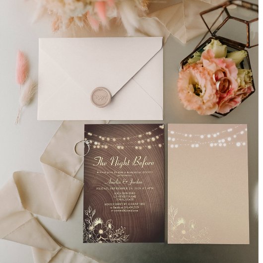 Rustic String Lights Repetitie Uitnodigen Kaart