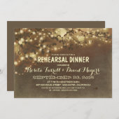 Rustic String Lights Romantic Rehearsal Dinner Kaart (Voorkant / Achterkant)