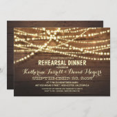 Rustic String Lights Romantic Rehearsal Dinner Kaart (Voorkant / Achterkant)