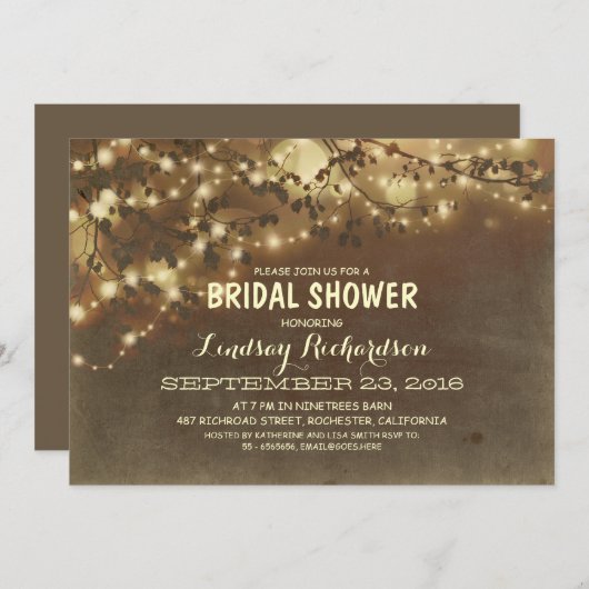 Rustic String Lights Romantisch Vrijgezellenfeest Kaart (Voorkant / Achterkant)