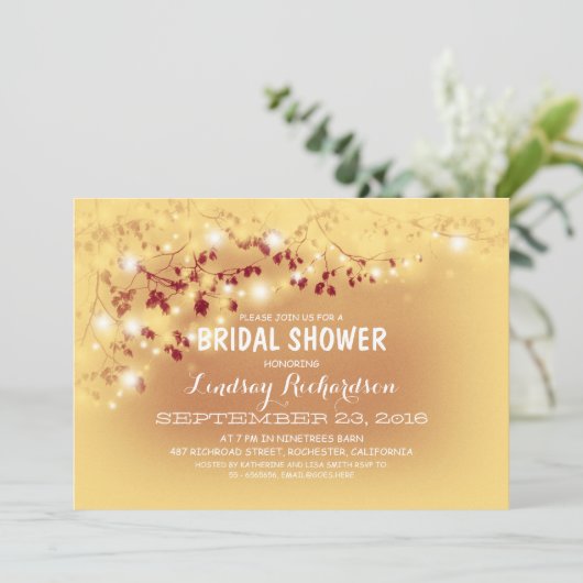 Rustic String Lights Romantisch Vrijgezellenfeest Kaart (Staand voorkant)