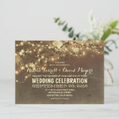 Rustic String Lights Romantische Huwelijksuitnodig Kaart (Staand voorkant)