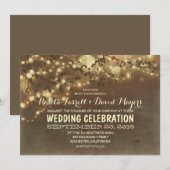 Rustic String Lights Romantische Huwelijksuitnodig Kaart (Voorkant / Achterkant)