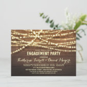 Rustic String Lights Romantische verlovingsfeest Kaart (Staand voorkant)