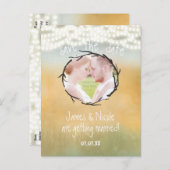 Rustic String Lights Save Date Photo Briefkaart (Voorkant / Achterkant)