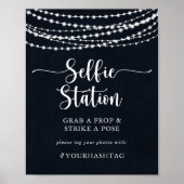 Rustic String Lights Selfie Station Sign. Poster (Voorkant)