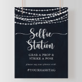 Rustic String Lights Selfie Station Sign. Poster