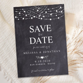 Rustic String Lights Slate Chalkboard Weddenschap Save The Date