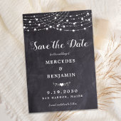 Rustic String Lights Slate Wedding Save the Date Notitiekaartje