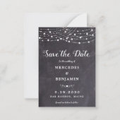 Rustic String Lights Slate Wedding Save the Date Notitiekaartje (Voorkant)