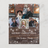 Rustic String Lights Sneeuw Kerstfoto Vakantie Uitnodiging Briefkaart (Voorkant)