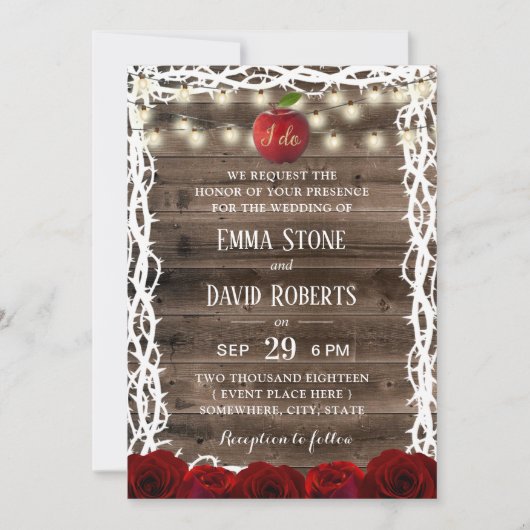 Rustic String Lights Snow White Fairy Tale Wedding Kaart (Voorkant)