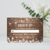 Rustic String Lights Snowflakes Winter RSVP (Staand voorkant)