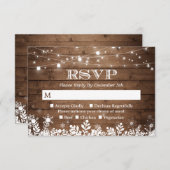 Rustic String Lights Snowflakes Winter RSVP (Voorkant / Achterkant)
