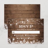 Rustic String Lights Snowflakes Winter RSVP Kaartje (Voorkant / Achterkant)