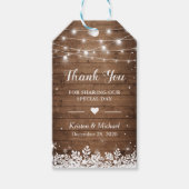Rustic String Lights Snowflakes Winter Wedding Cadeaulabel (Voorkant)