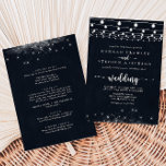 Rustic String Lights Stars Front & Back Wedding Kaart<br><div class="desc">Deze nette string licht de sterren voor en achter de trouwuitnodiging is perfect voor een elegante bruiloft. Het ontwerp bevat prachtige handbeschilderde snaarlichten met prachtige sterren. Bespaar papier door meer informatie op de achterkant van de uitnodiging te plaatsen in plaats van op een aparte bijsluitkaart.</div>