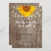 Rustic String Lights Sunflower Bachelorette Party Kaart (Voorkant / Achterkant)