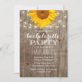 Rustic String Lights Sunflower Bachelorette Party Kaart